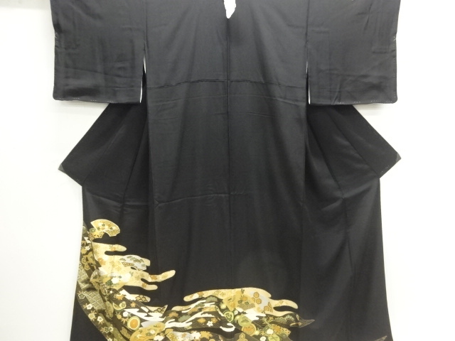JAPANESE KIMONO / TOMESODE / UNUSED / KINSAI / JIGAMI PATTERN